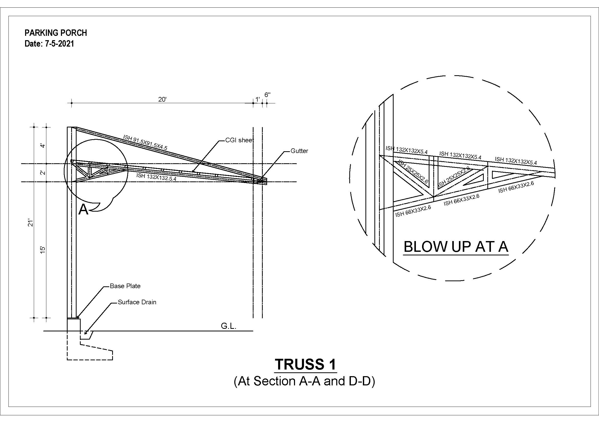 20' Cantilever Parking Truss